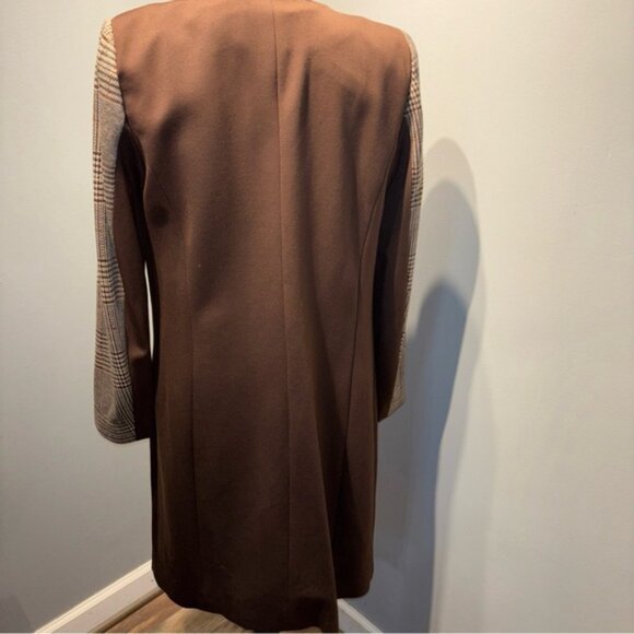 Calvin Klein 2Pc Brown & Plaid Faux Suede Dress,  Matching Duster Sz8 NWT Career - Picture 3 of 12
